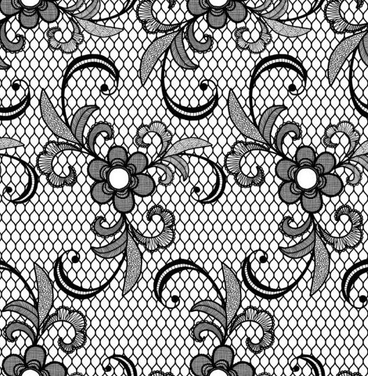 Beautiful lace black pattern vector 01  