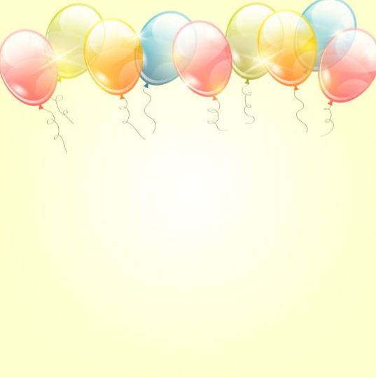 Födelsedag bakgrund med färgade genomskinliga ballonger vektor 05  