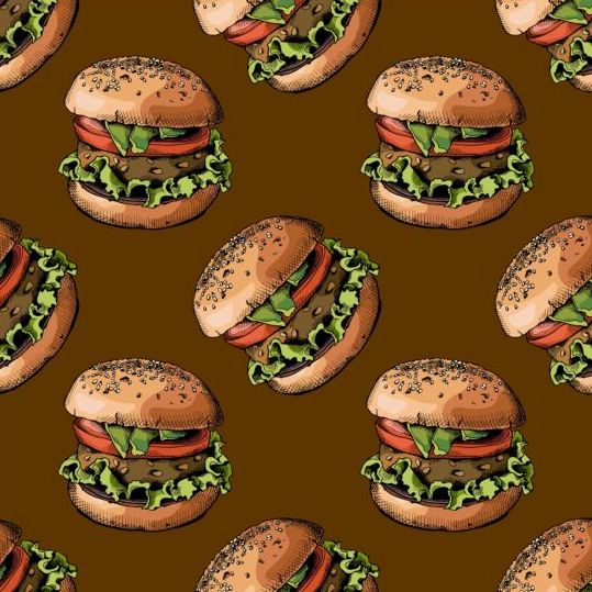 Burger pattern seamless vector 02  