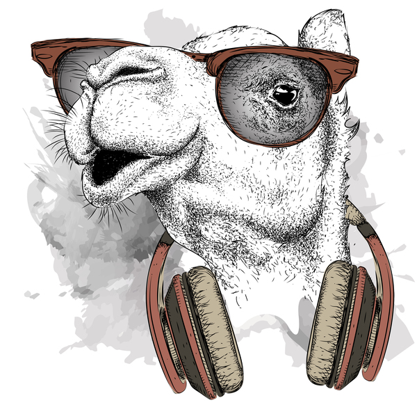 Camel with music vector design 06  