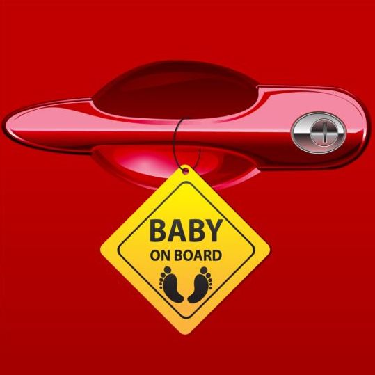 Autotürengriff und Baby-Tags Vektor 03  
