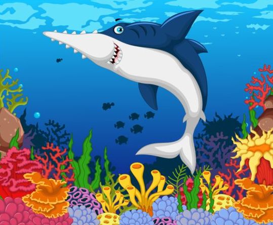 Мультфильм подводный мир красивый вектор 10  