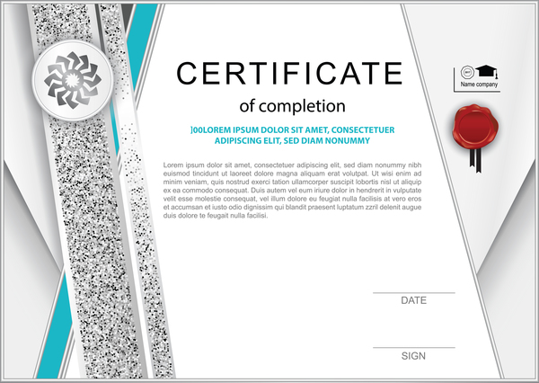 Zertifikat des Abschlussschablonen-Vektormaterials  