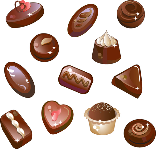 Chocolate candy vector set  