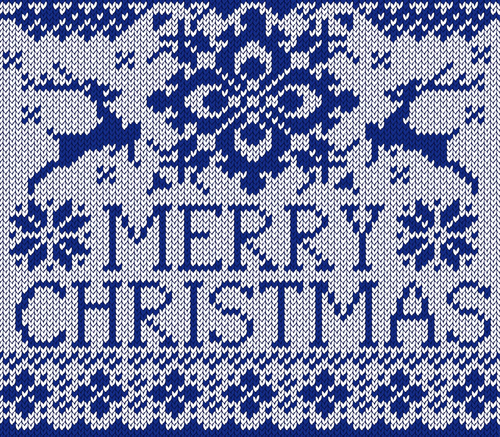 Christmas elements with knitted pattern vector 04  