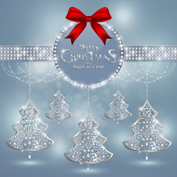 新しい年の装飾と赤い弓ベクトル03とクリスマスの宝石の装飾  
