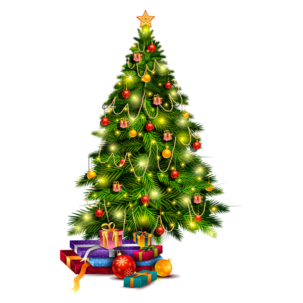 Arbre de Noël avec illustration vectorielle cadeau 01  