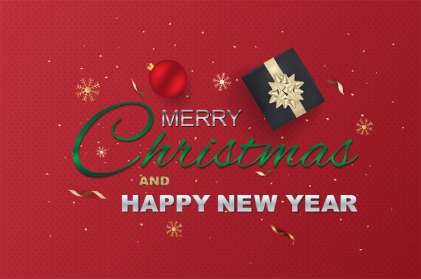 Christmas with new year and red background vector  