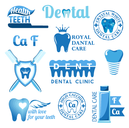 Classic dental logos and labels vector graphics 04  