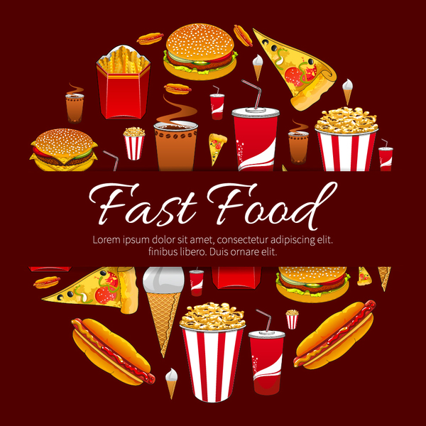 Kreative Fast-Food-Hintergrund-Vektor-Design 05  