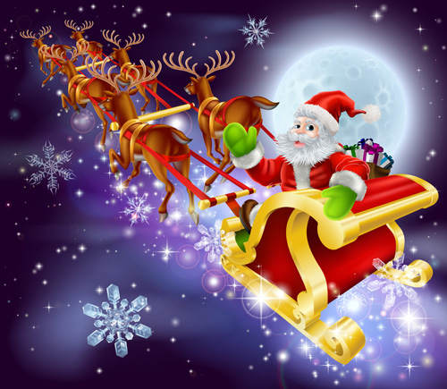 Cute Santa Claus Christmas background vector 04  