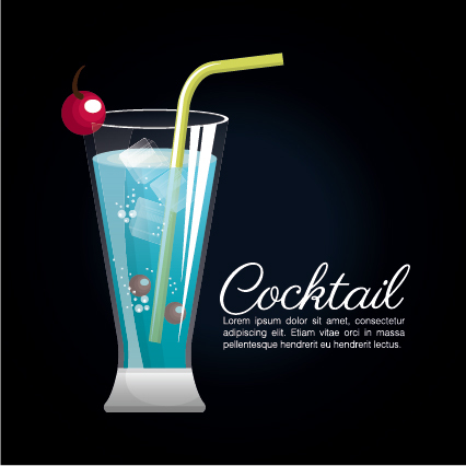 Dark styles cocktail poster vector template 03  