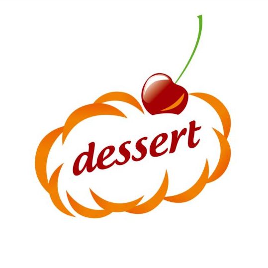 Nuages de dessert et logo de vecteur de cerise  