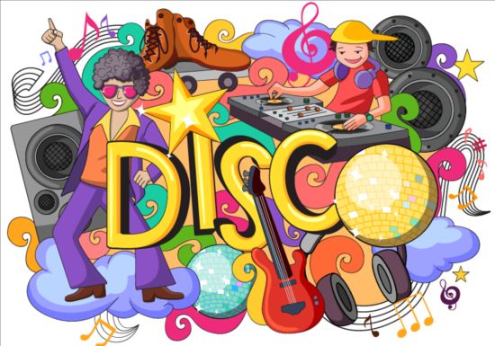 Disco doodle vector illustration  