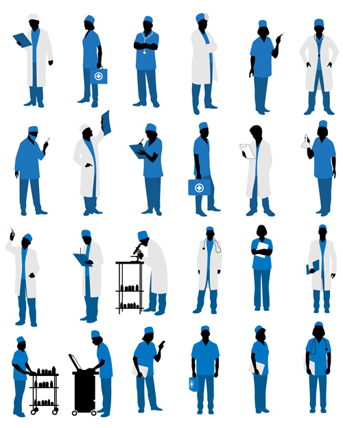 Doctors silhouetter design set 05  