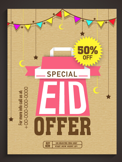 Eid special offer sale flyer vector set 04  