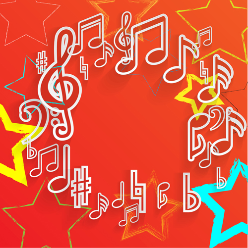 Elegant music note background vector set 04  