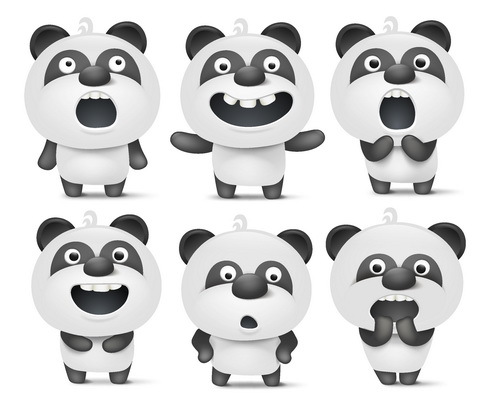 Funny panda vector set  