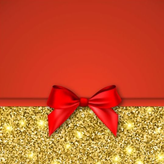 Gold with red background and bow vector 02  