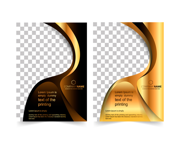 Golden company brochure cover template vector 14  