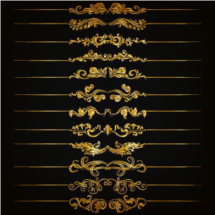 Golden floral borders vector material  