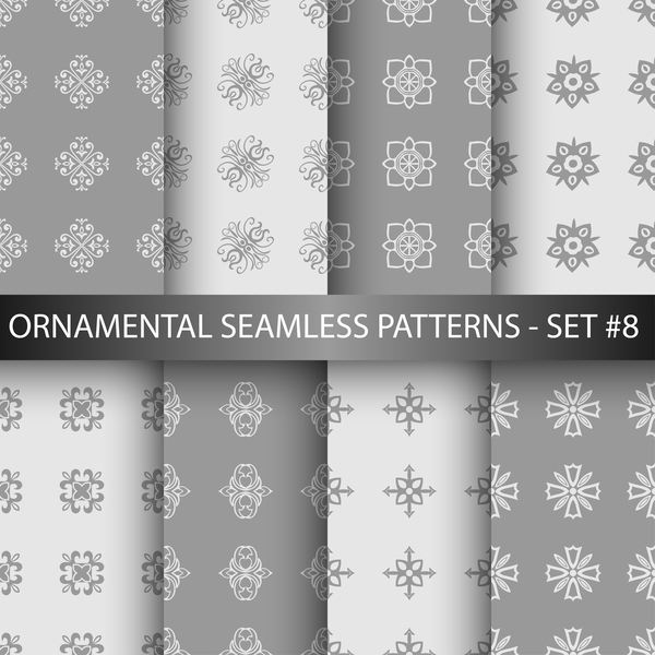 Gray white ornament seamless pattern vector 02  