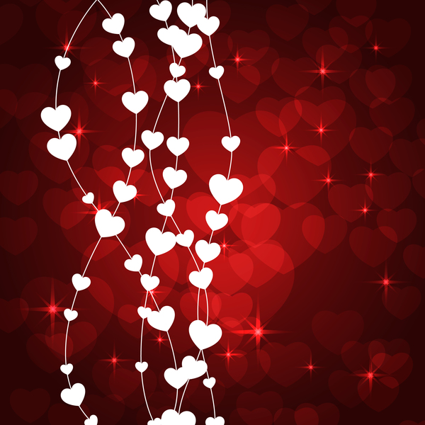 Heart decorative with valentine red background vector 04  