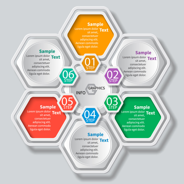 Honeycomb business infographics template vectors set 06  
