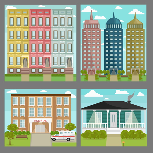 Houses concept flat template vector 01  