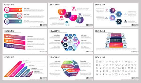 Riesige Sammlung von Business Infografik Vektoren 01  