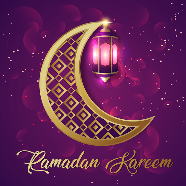 Islamische ramadhan purpurrote Hintergründe vectors 04  