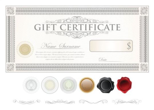 Light colored gift certificate template vector 05  