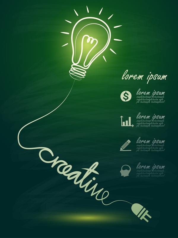 Lightbulb with ideas infographics vector template 05  