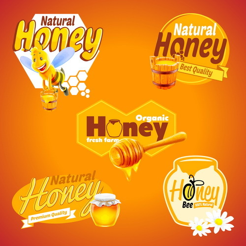 Bannières de miel nature conçoivent des vecteurs 04  