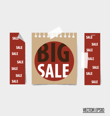 Paper banners sale elements vector 05  