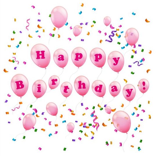 Pink balloon with birthday background vector  