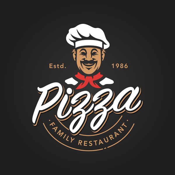 Style vintage de la pizza Logo vector 03  