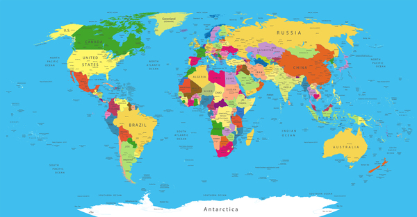 政治的な世界地図ベクター テンプレート  