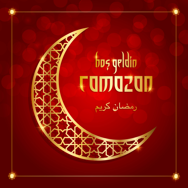 Ramazan-Hintergrund mit goldenem Mondvektor 04  