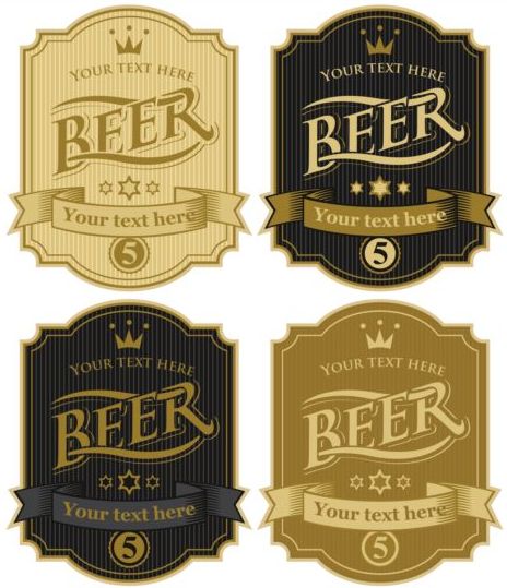 Retro brewery label sticker vector 03  