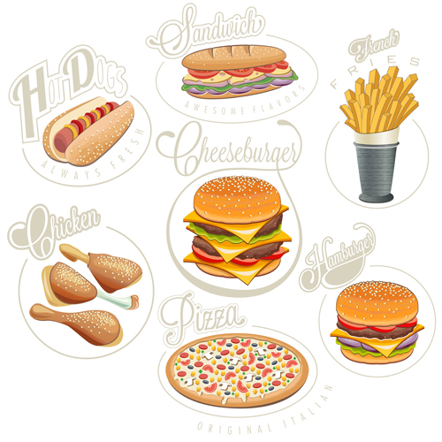 Retro style fast food logos design 02  