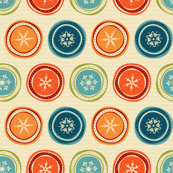 Round snowflake seamless pattern retro vector  
