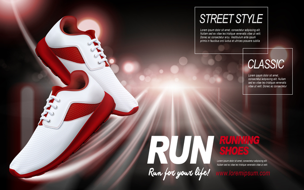 Running shoes poster template creative design vector 04  