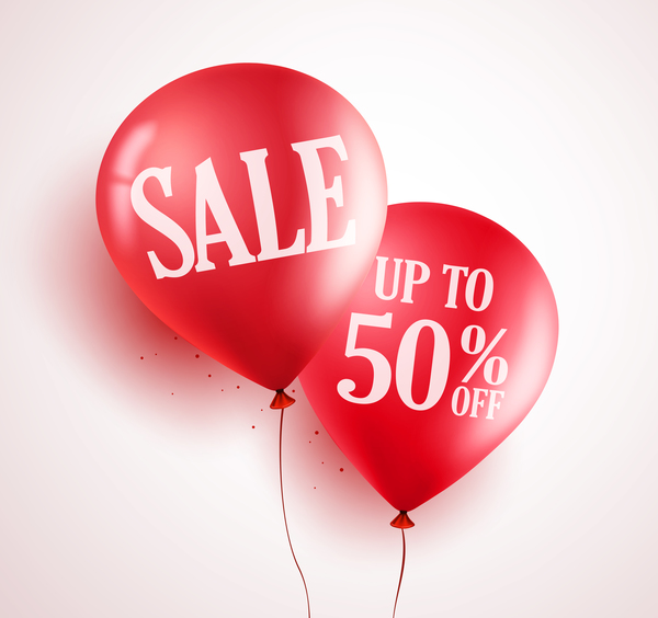 Sale discount with red balloon vector 03  