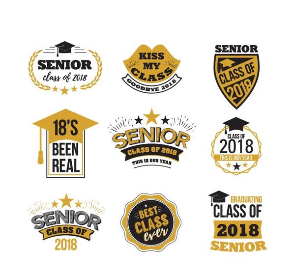 Vecteur de labels de classe senior 2018  