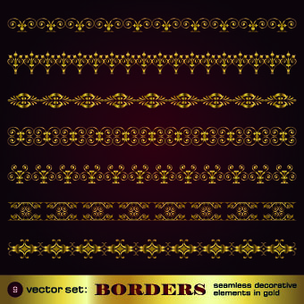 Set of golden borders vector 01  