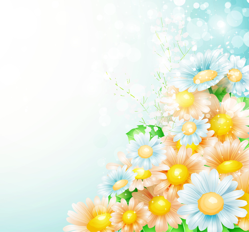 Shiny spring flowers creative background vector 03  