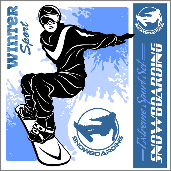 Snowboardplakatschablonen-Designvektor 01  