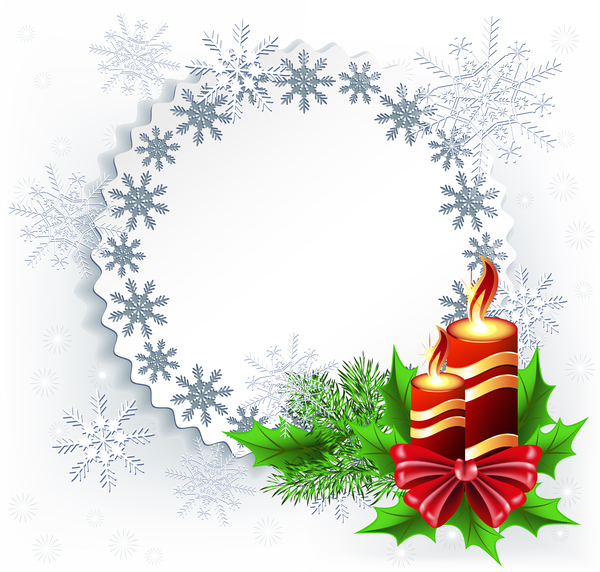 Carte de Noël flocon de neige avec holly vector 02  