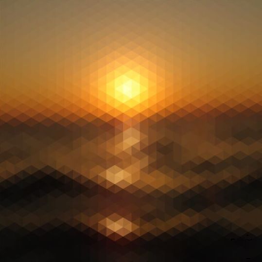 Solnedgång med geometriska former suddig bakgrund vektor 11  